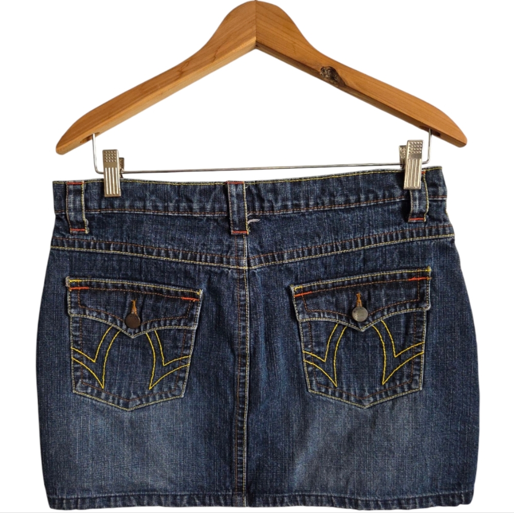 Mossimo Dark Blue Jean Denim Y2K Mini Skirt - Size 11 - Picture 3 of 13
